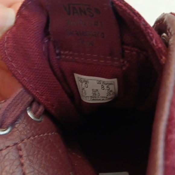Vans Burgundy Fringe High-Top Sneakers - Picture 5 of 5